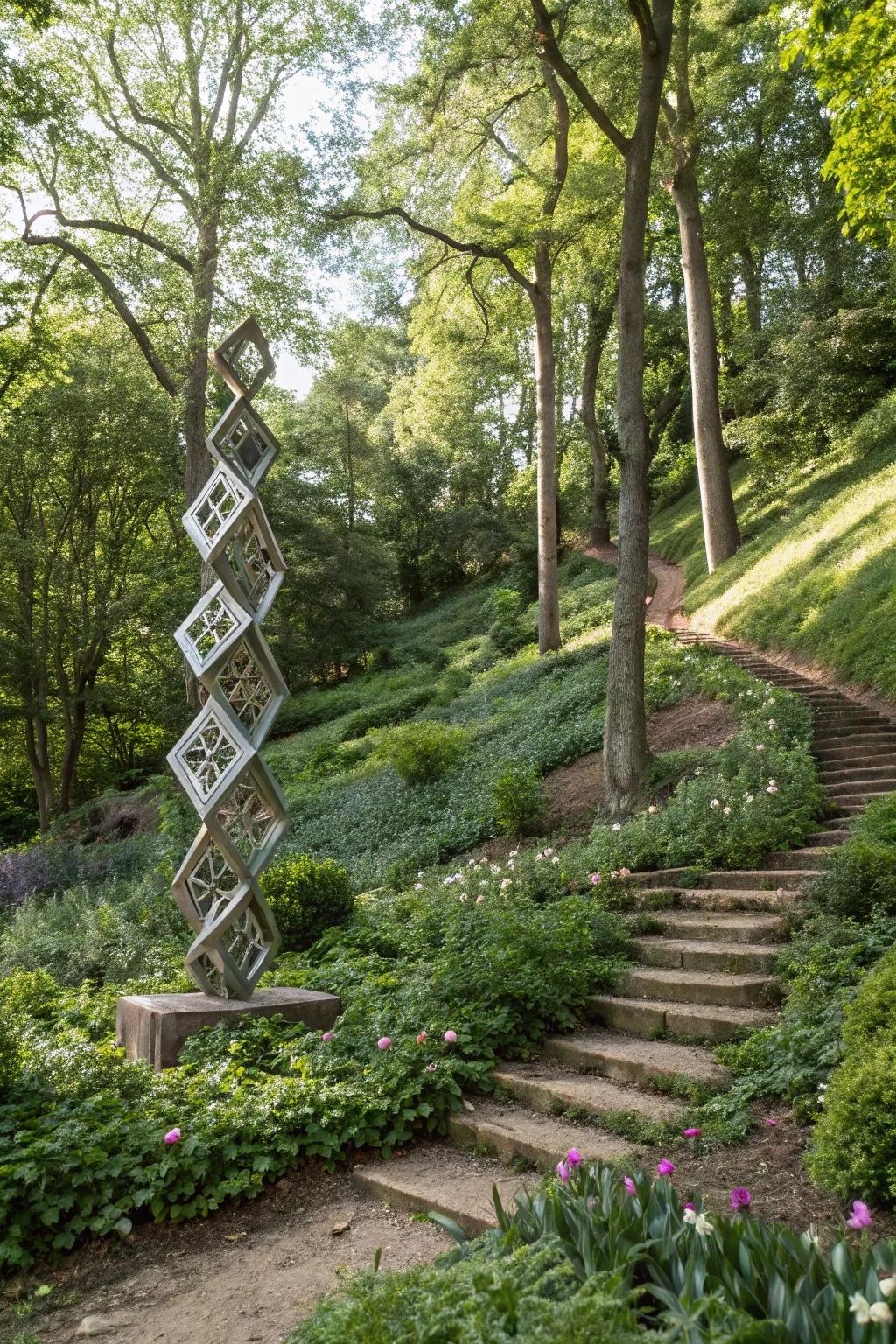 Creative pieces make gardens on a slope uniquely personal.