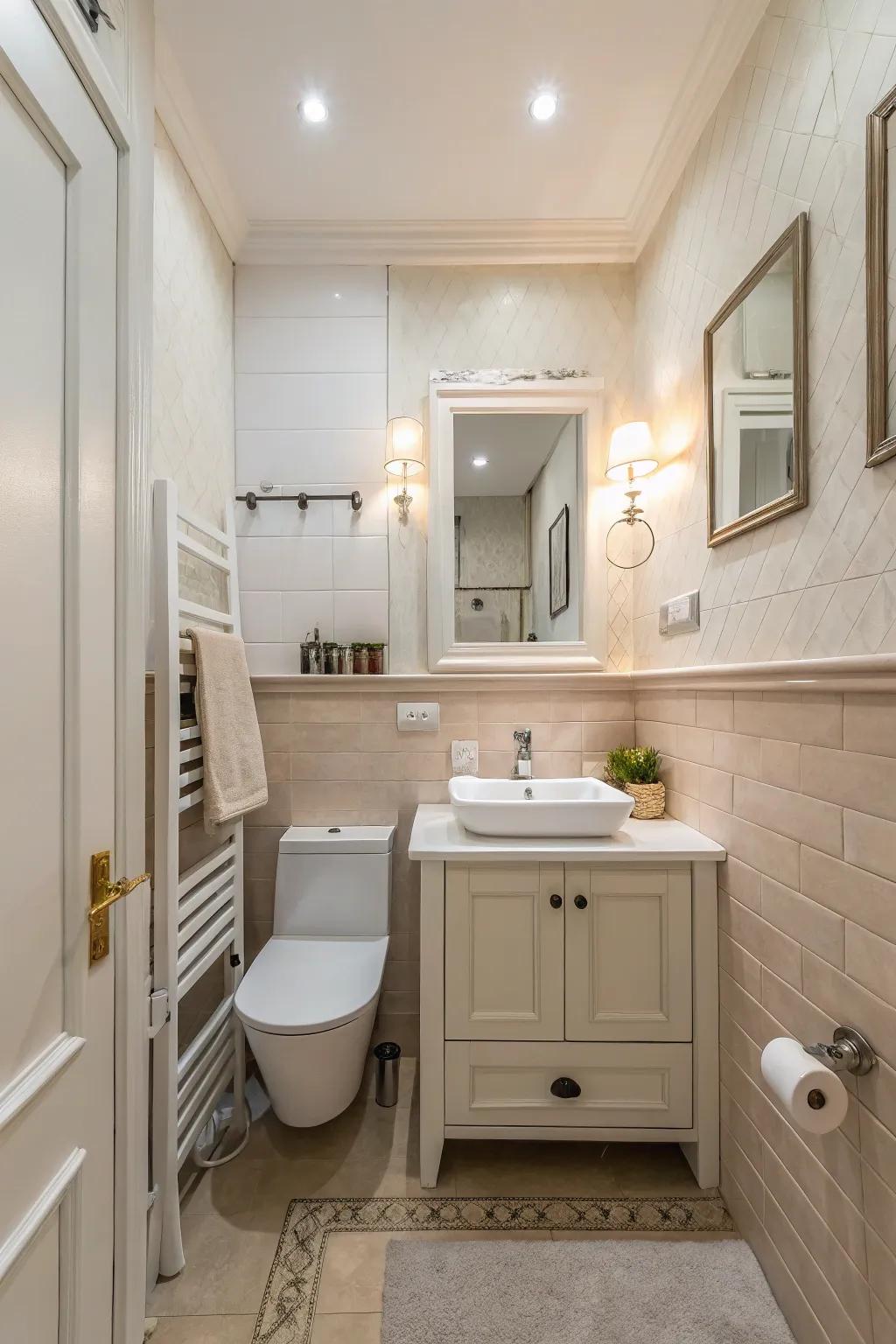 Light colors make small bathrooms feel open.