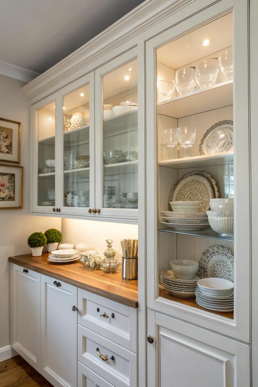 Glass fronts add depth and sophistication to your kitchen.