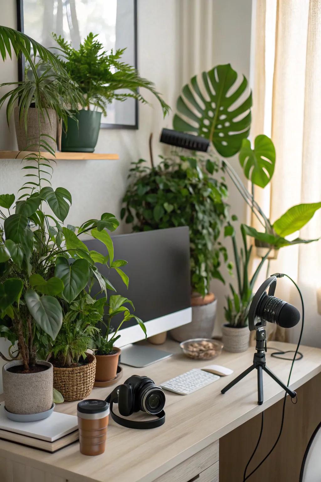 Bring nature into your setup with eco-friendly elements.