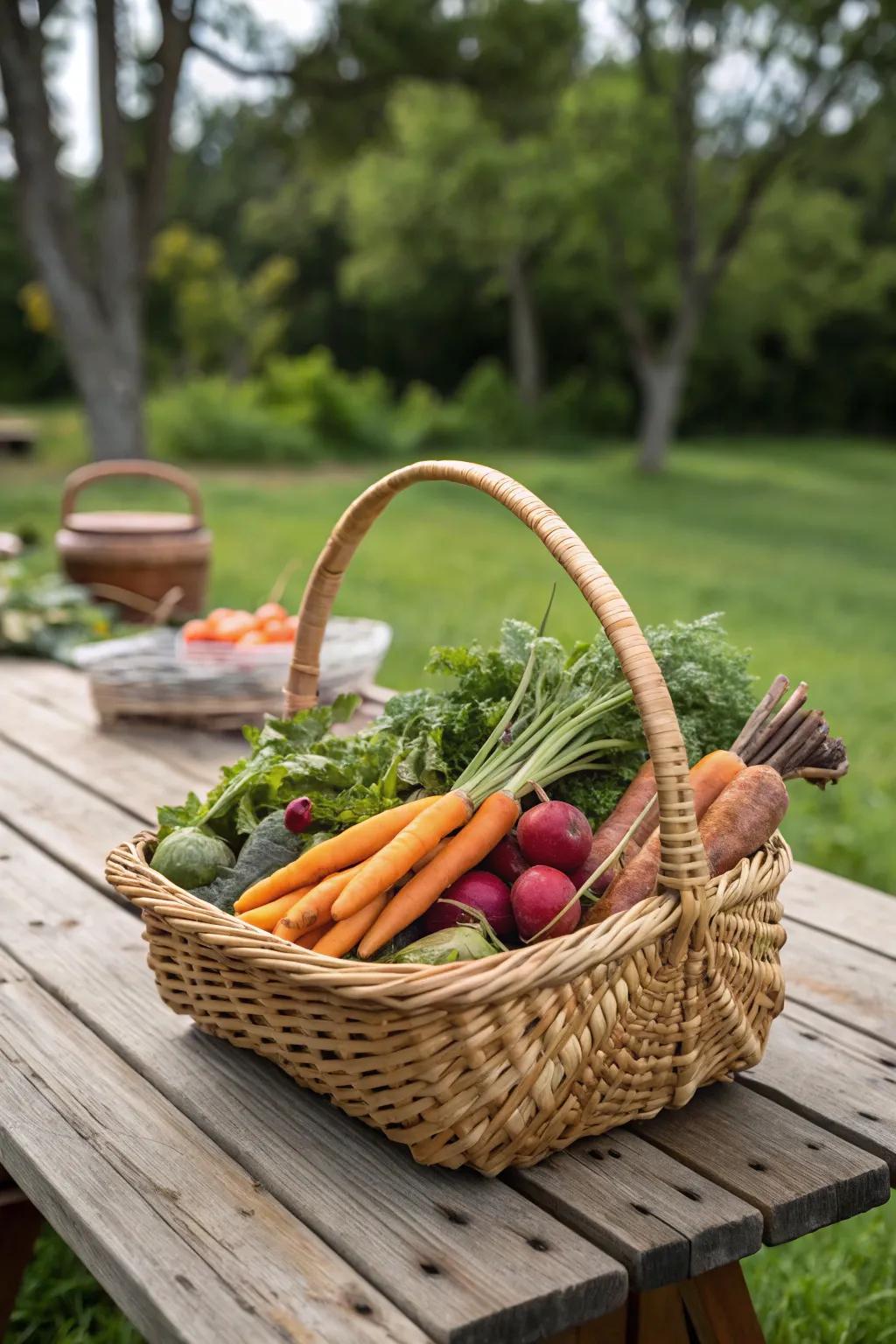 Rustic presentation in a basket.