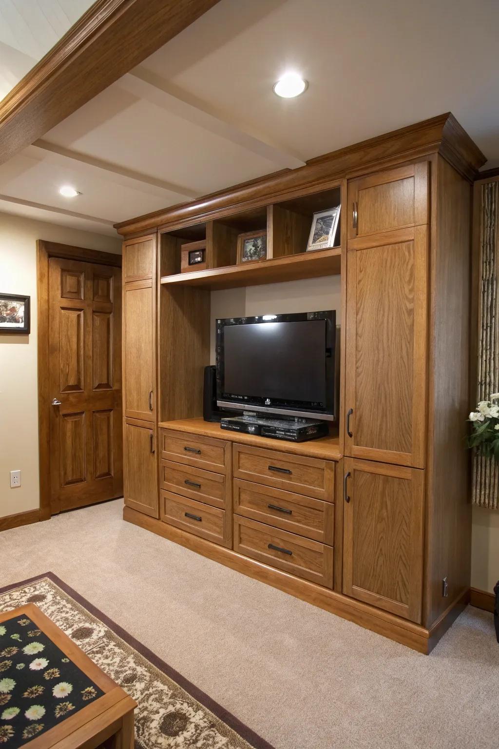 A built-in look integrates the TV smoothly into the decor