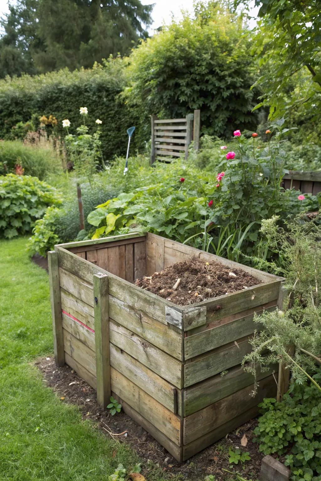 Transform remnants into resources through a timber compost container.