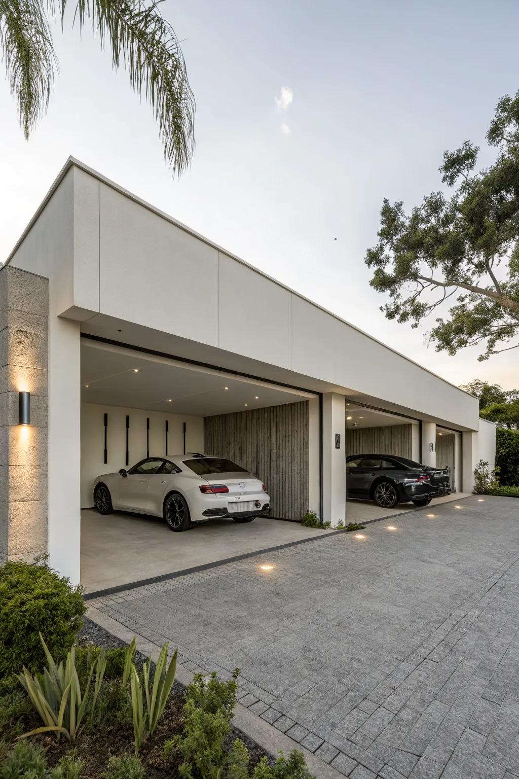 Chic and current: A minimalist perspective on garage design.