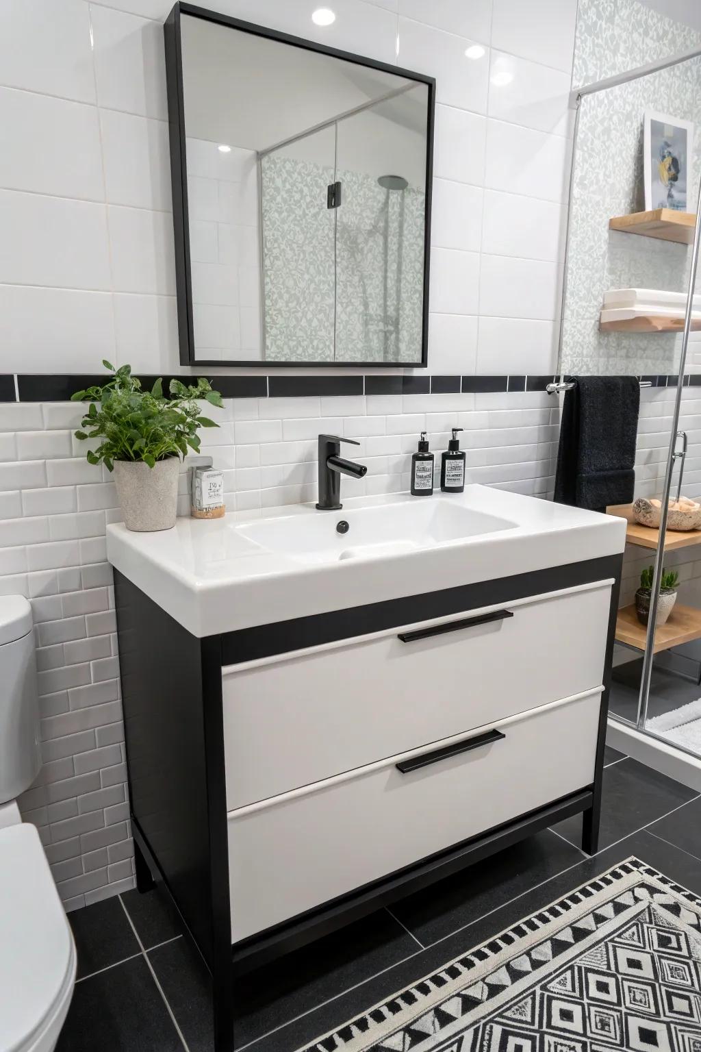 Embrace minimalism with a refined modern vanity.