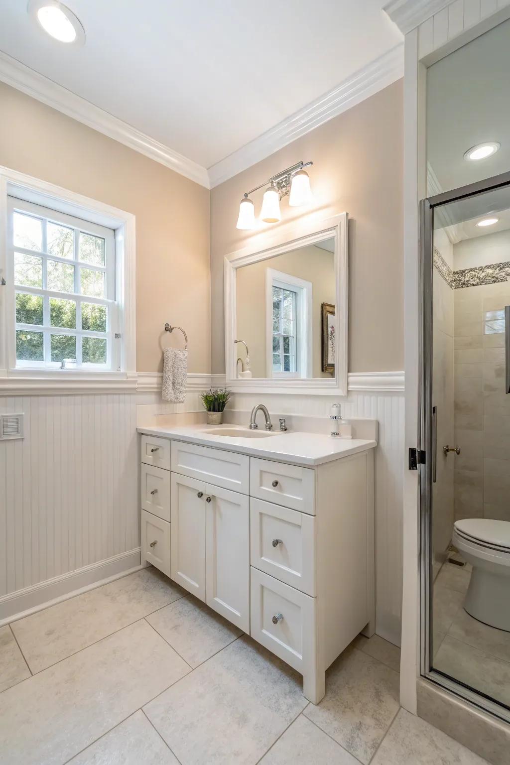 Pale colors can create an open, airy feel in compact spaces.