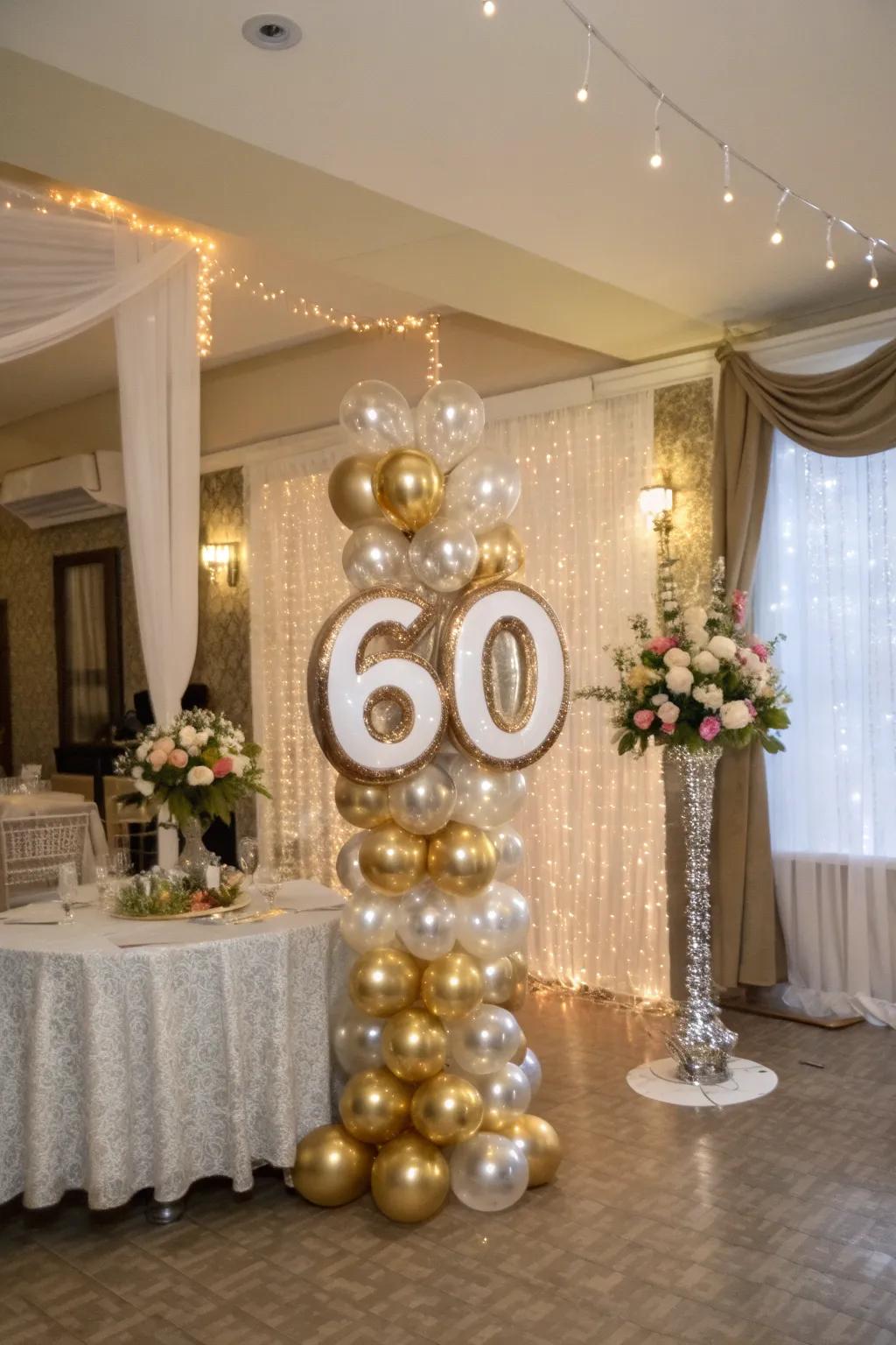 The number '60' takes center stage, shining bright.