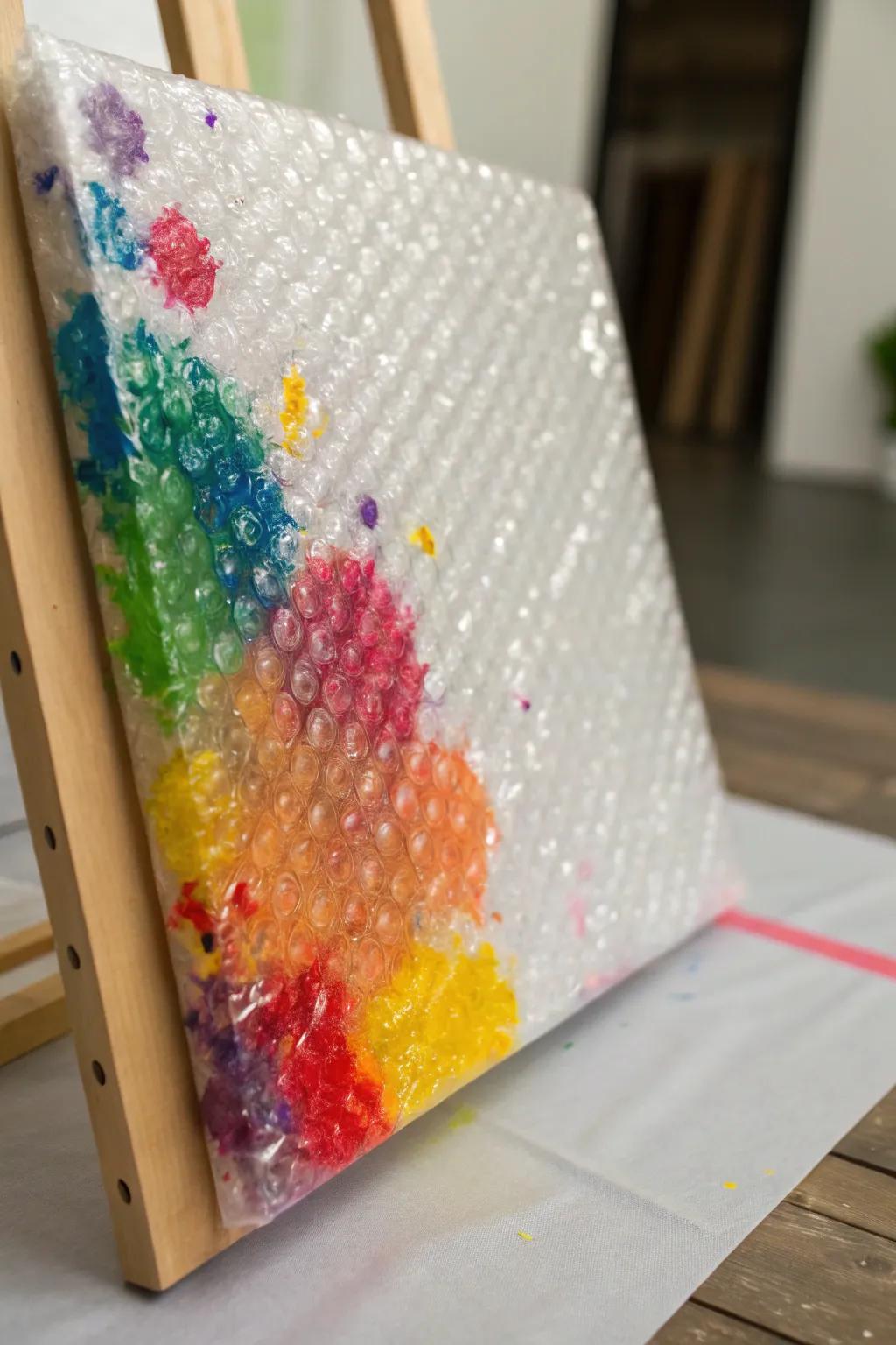 Generate lively textures with bubble wrap to produce an enthralling artistic composition. <strong><em>Feel the energy of each bubble on your fingertips.</em></strong>” loading=”lazy” class=”pimg”>
	</picture><figcaption>Generate lively textures with bubble wrap to produce an enthralling artistic composition. <strong><em>Feel the energy of each bubble on your fingertips.</em></strong></figcaption></figure>
<p>Did you realize bubble wrap can function as an artistic implement? Immerse it in paint and press it onto your canvas for a spirited, textured outcome that enriches your backgrounds with dimension. <strong><em>It’s like giving your art a playful heartbeat.</em></strong></p>
<h3>Possibly handy products:</h3>
<ul class=