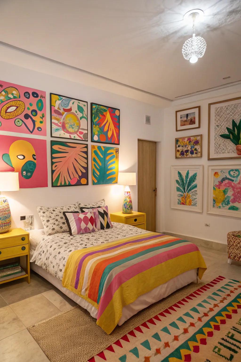 Vibrant art infuses vitality into your personal oasis.