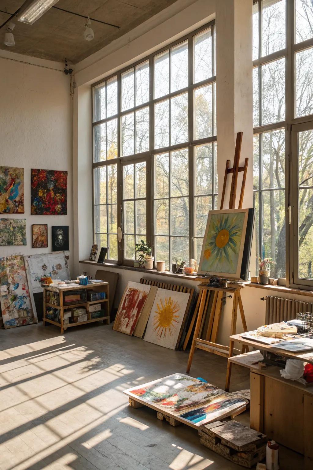 Allow the sunlight to pour in, creating a naturally inspiring art environment.