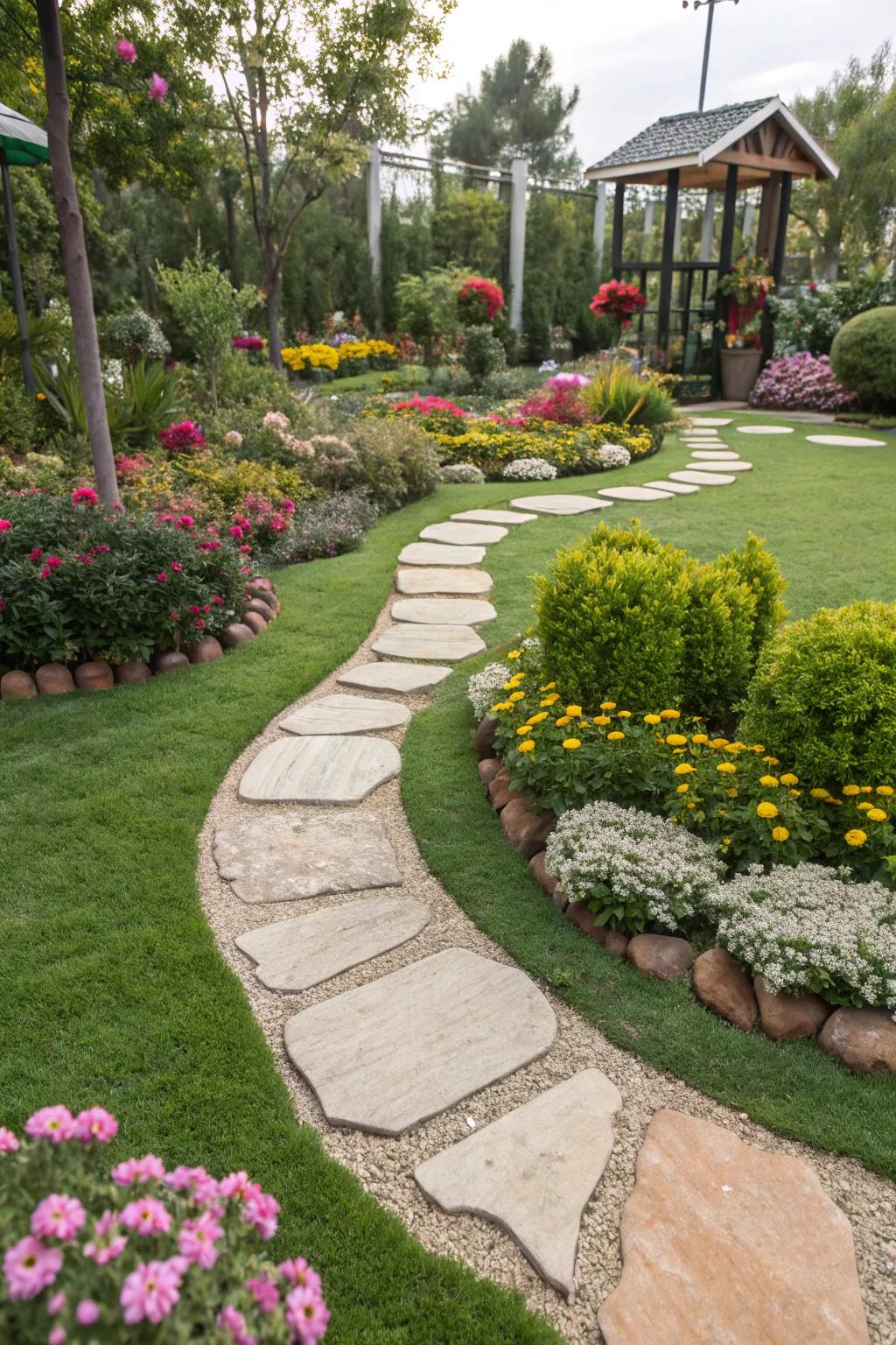 Delightful walkways contribute to the distinct character of your simulated grass landscape.