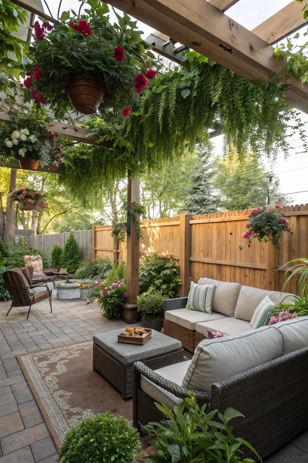 Enliven your lounge with lush greenery to create a serene ambiance.