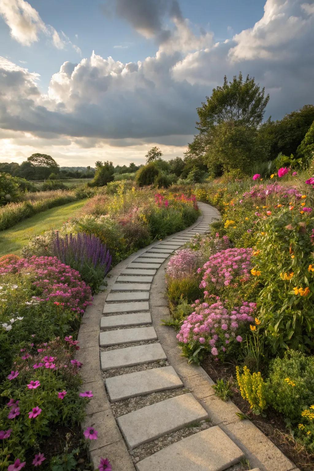 Meandering stepping stone trails bring whimsy and intrigue to your garden's design.