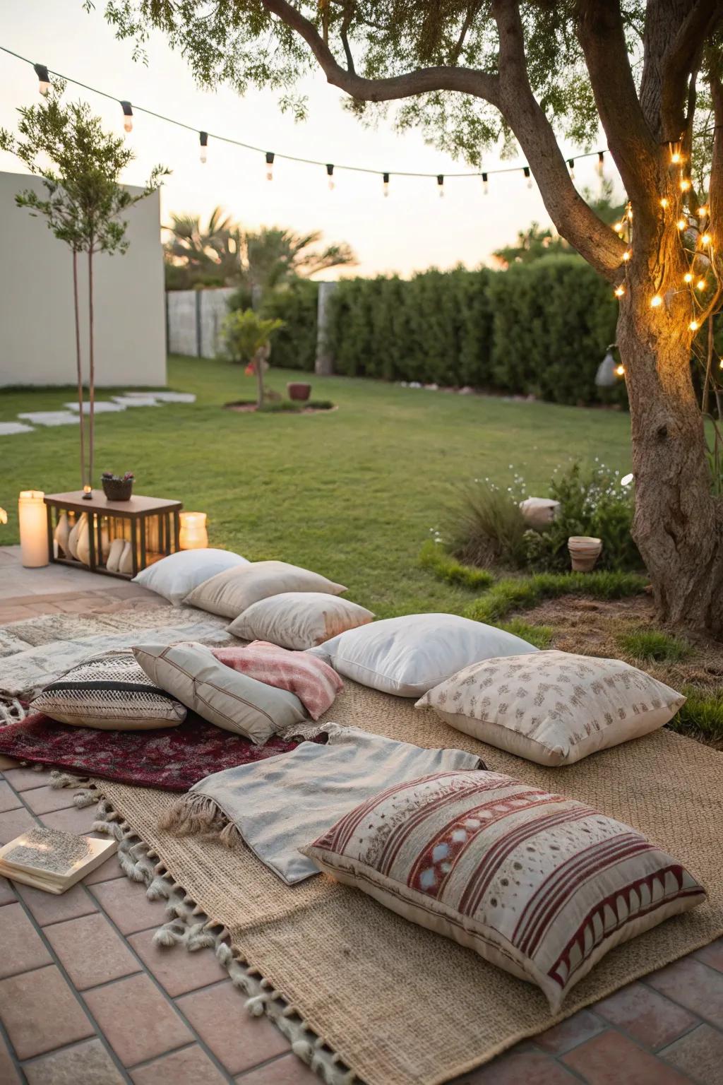 A welcoming and cozy ground-level seating layout designed to evoke feelings of relaxation.