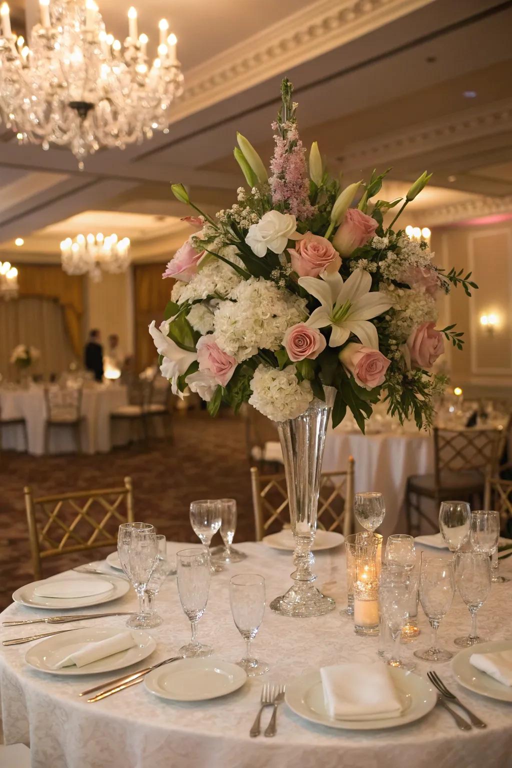 Create an impression with imposing floral artistry.