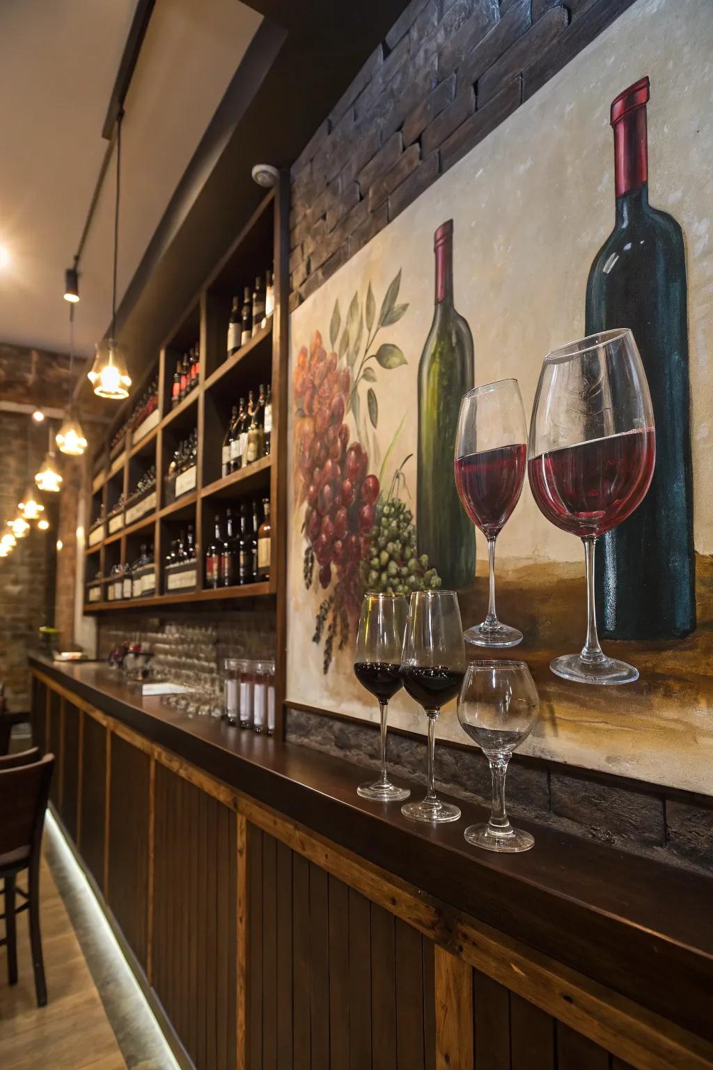 Images of wine and glasses perfectly embody the spirit of any bar.