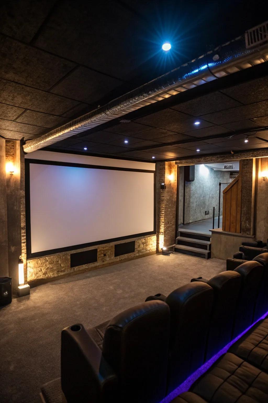 A grand projection screen elevates your home theater to a true cinematic stage.