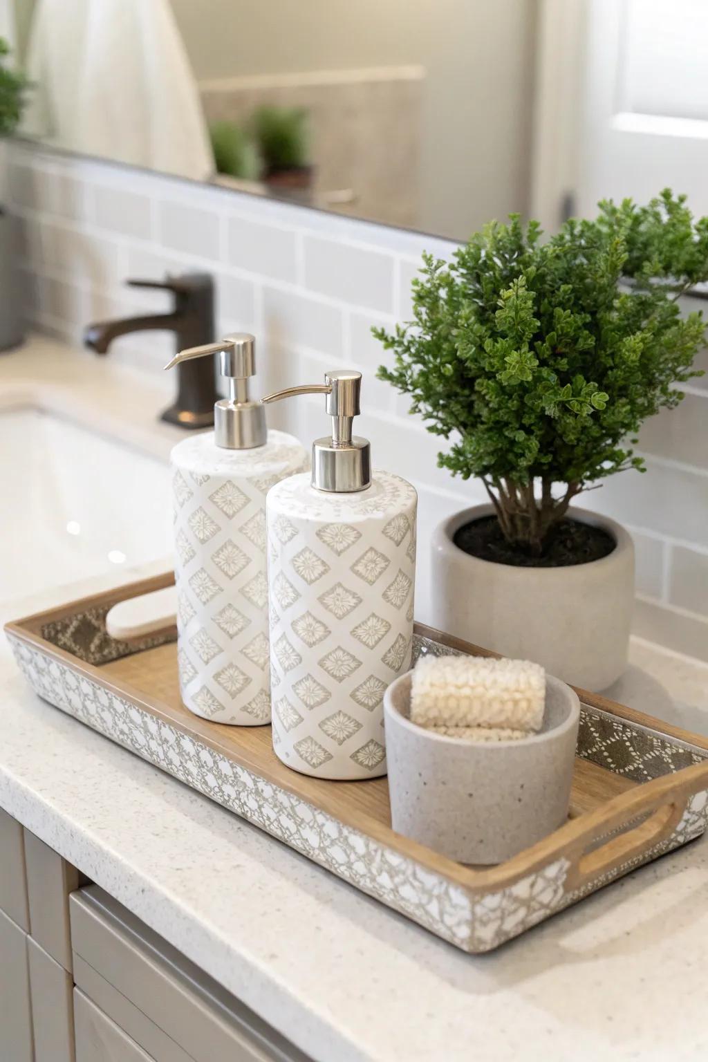 Transform your bathroom counter with an organized and stylish tray.