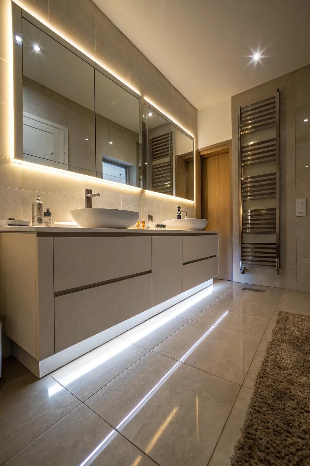 Under-cabinet lights bring a smooth, modern feel.