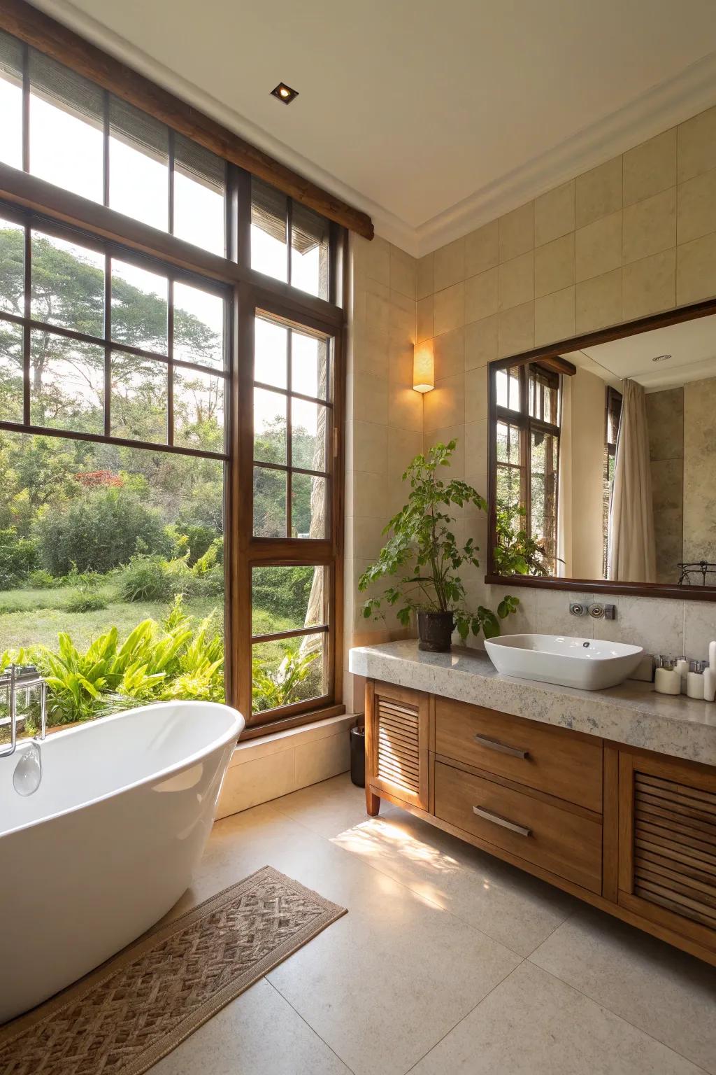 A radiant and airy bathroom brimming with sunlight.