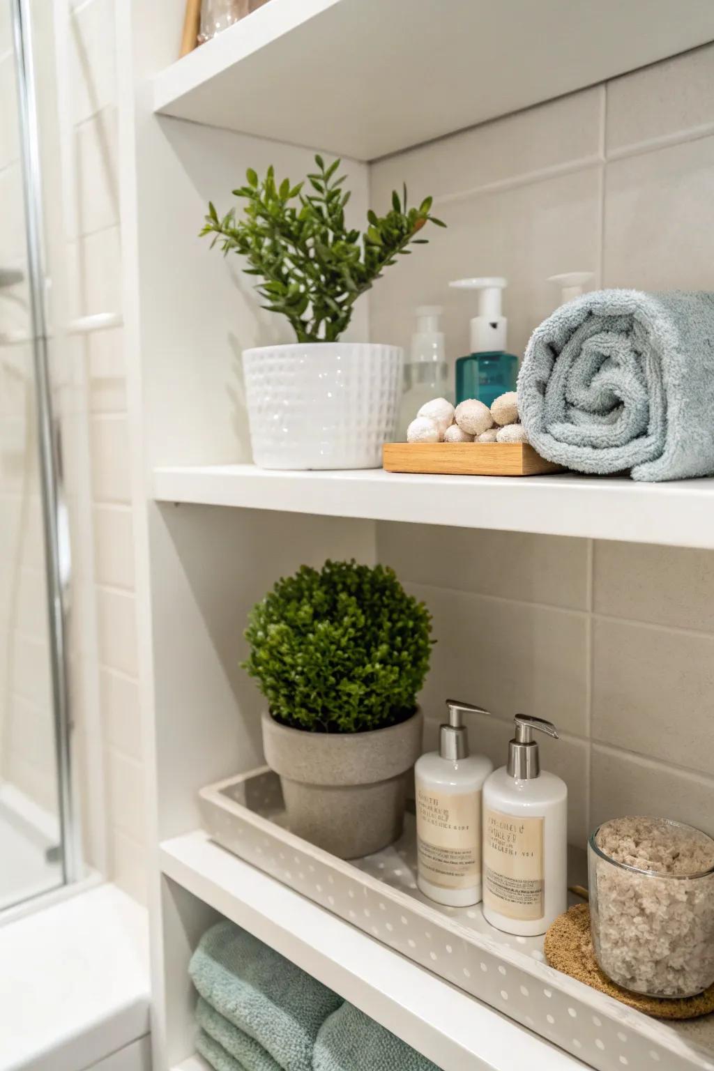 Greenery infuses bathroom spaces with vitality.