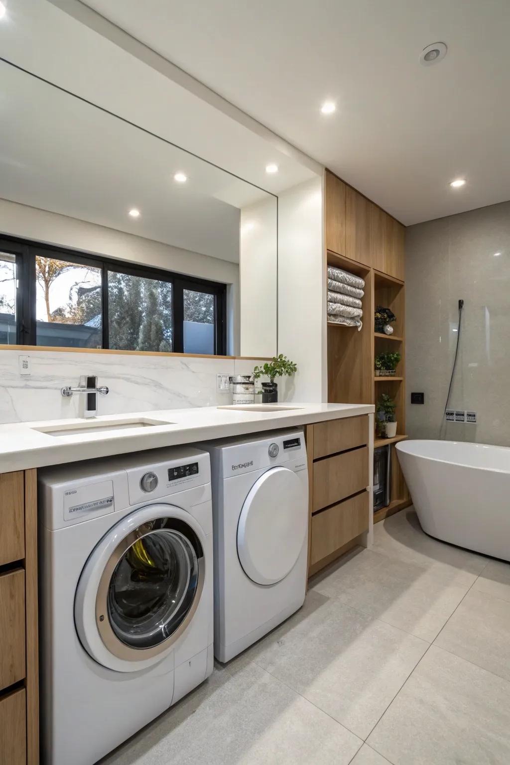 Under-counter laundry appliance setup for a streamlined, elegant look.