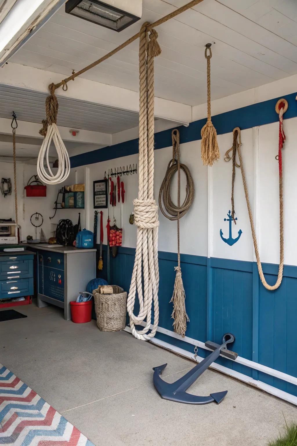 Maritime accents turn this garage into a sea-inspired sanctuary.
