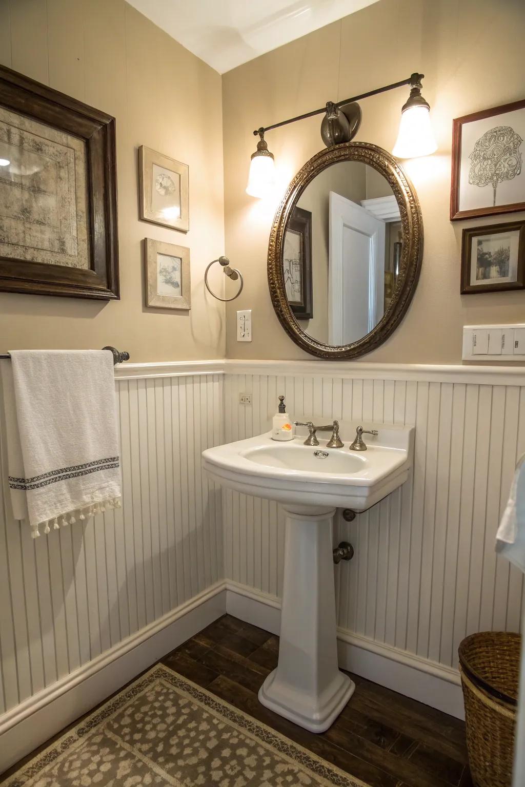 Panel wainscoting enriches your walls with texture and shield.