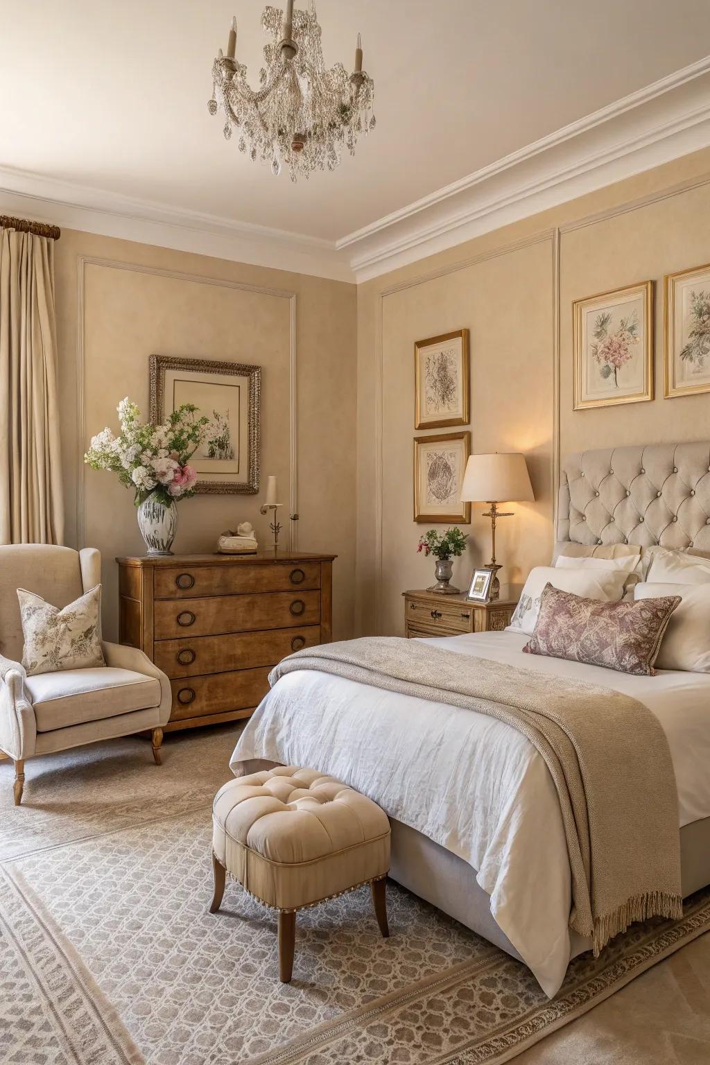 A serene slumber space featuring subtle neutral tones and elegant design elements.