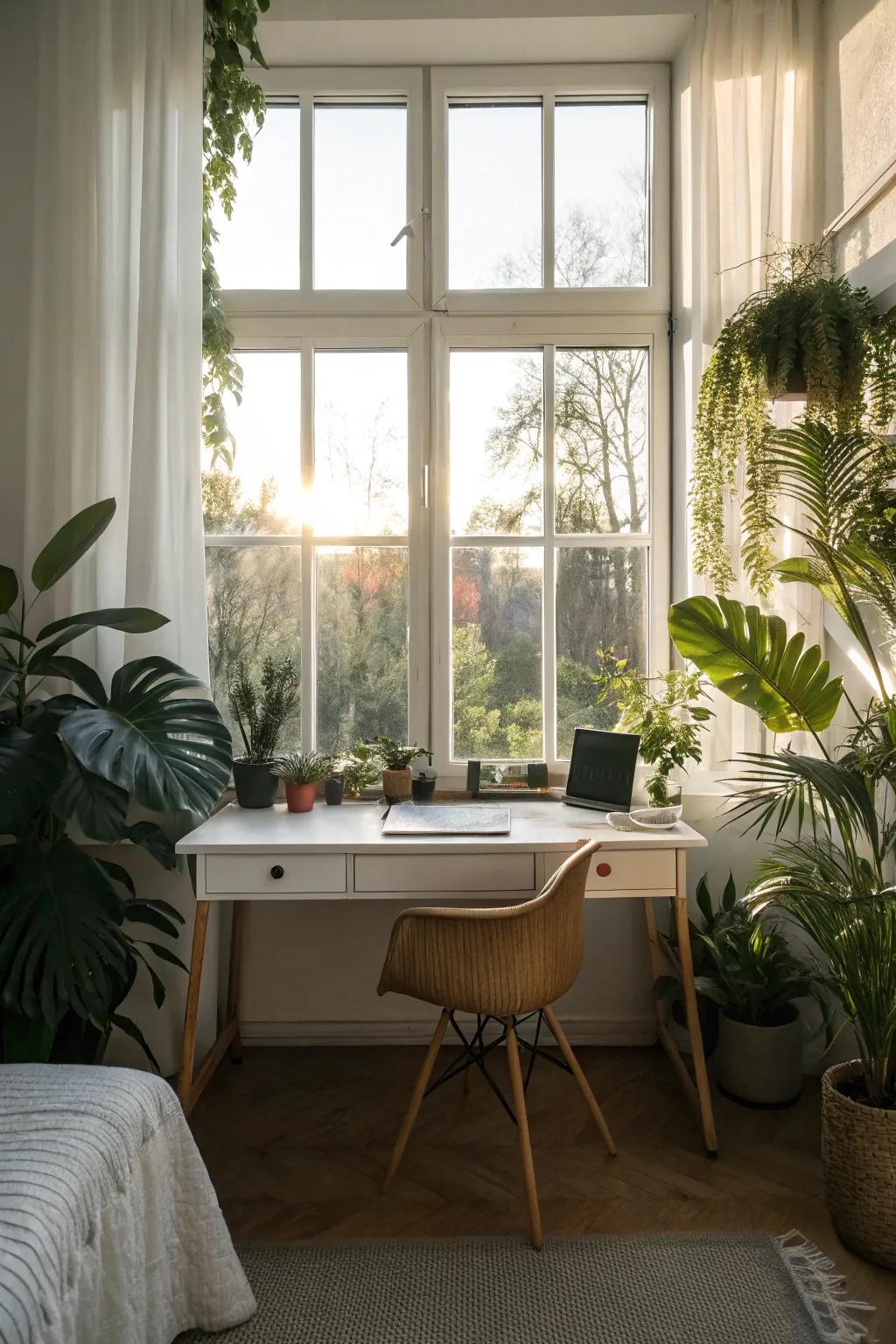 Use natural light to create a lively workspace.