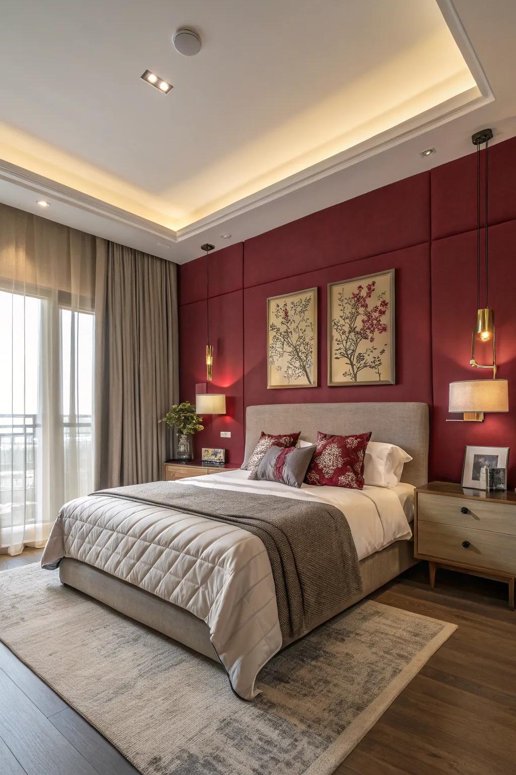 A prominent accent wall can become a captivating center of attention in your bedroom.