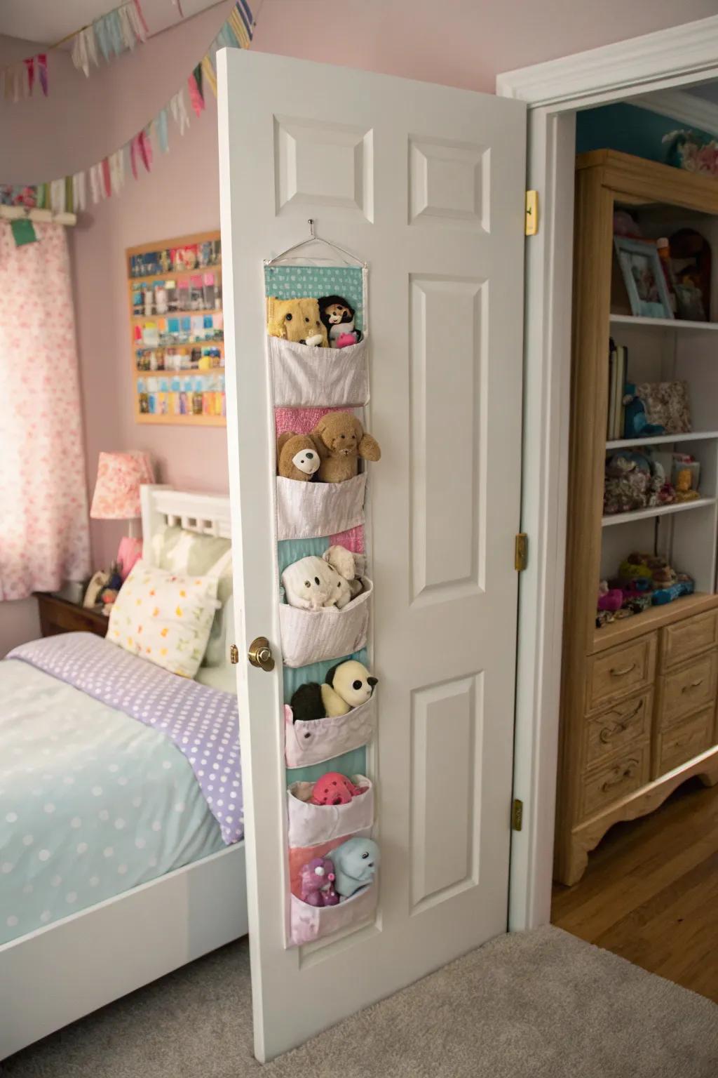 Hanging organizers use vertical space for simple access.