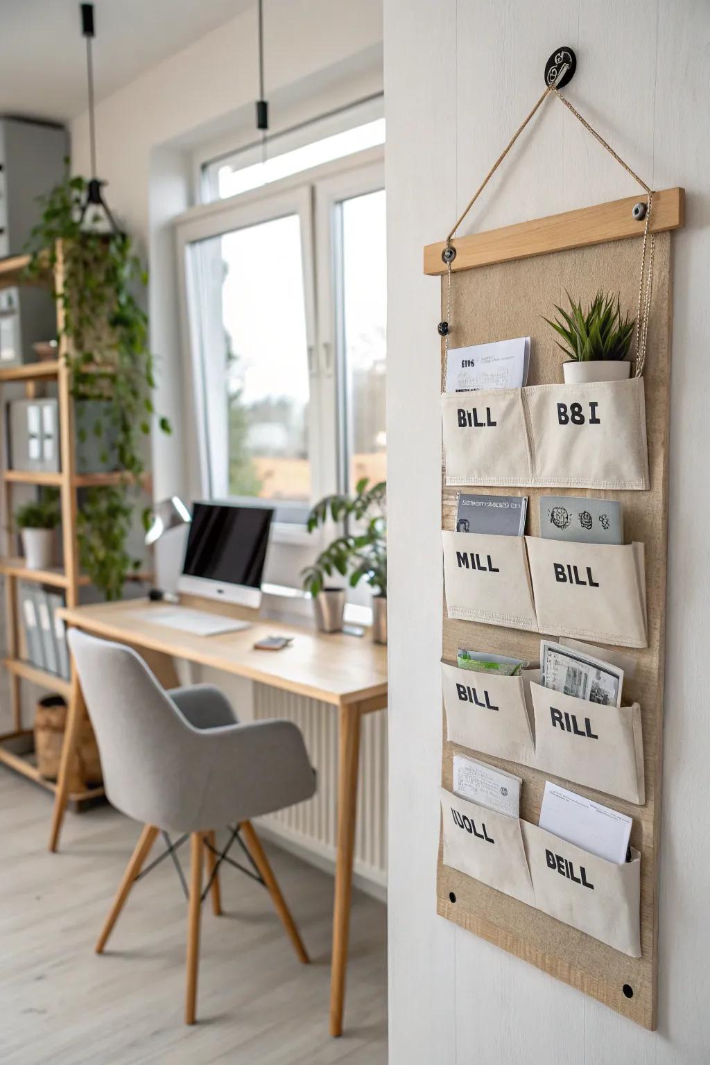 A DIY wall organizer that is both functional and attractive.