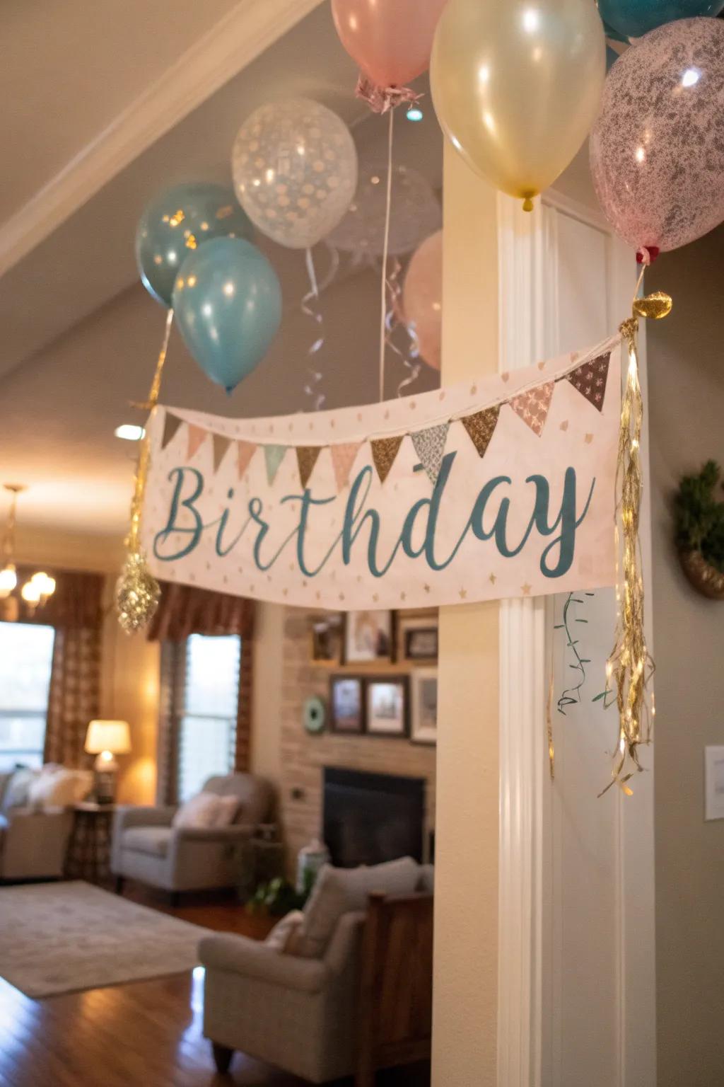 A custom banner adds a distinctive element to every celebration.
