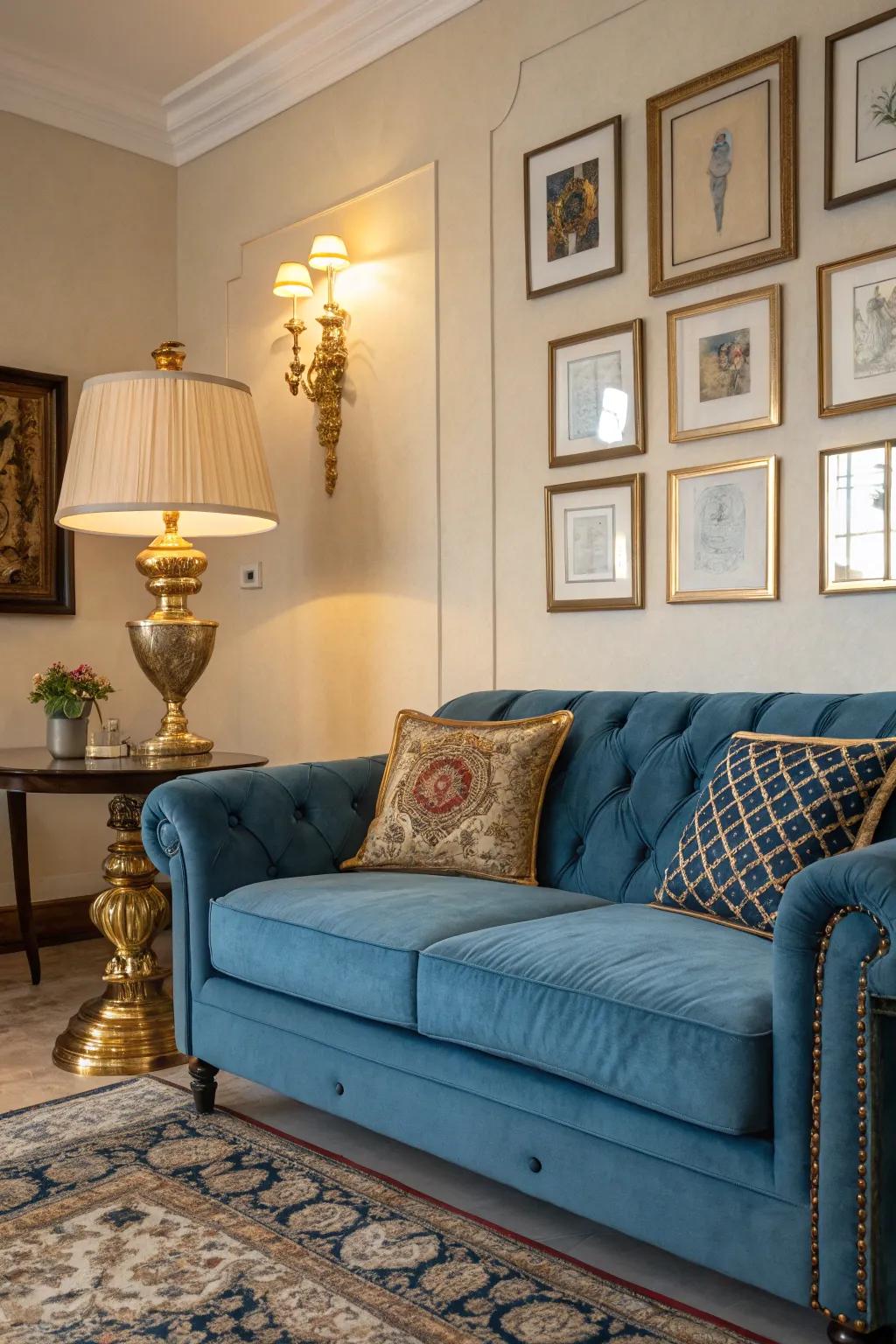 Metallic accents contribute a refined sheen to the space.