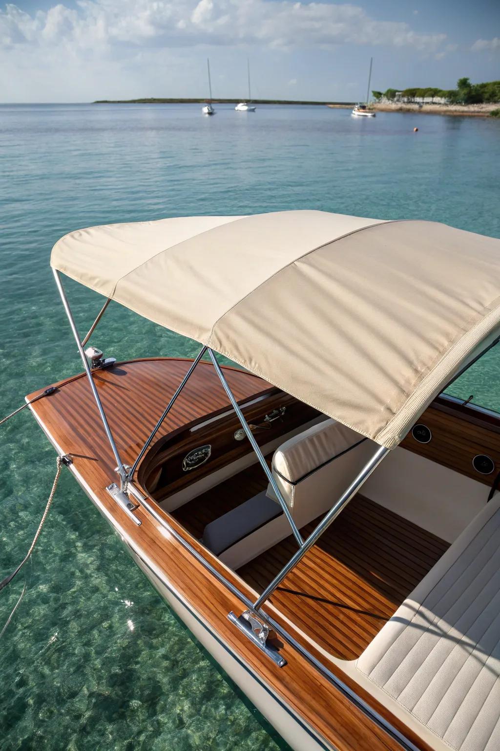 Elevate your boat days with a custom Bimini extension—where fine construction meets premium comfort.