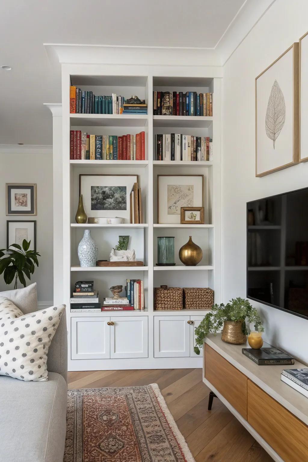 Combine books with decorative elements for an aesthetically spectacular bookcase.