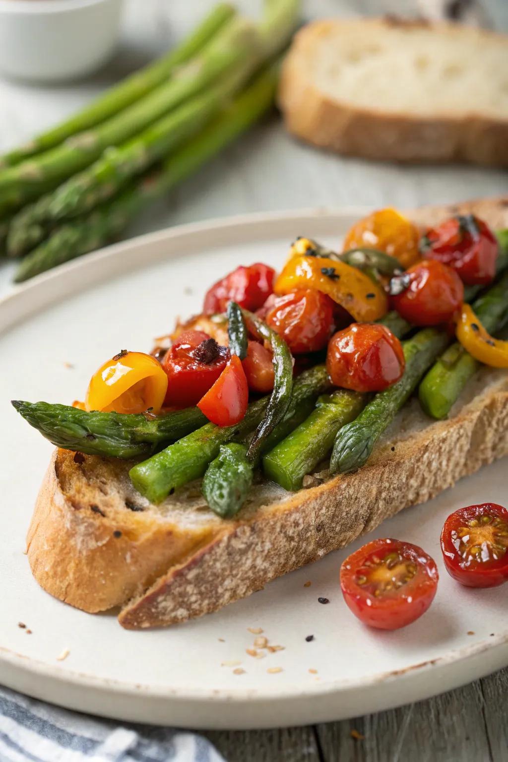 Revamp your toast with a dynamic assortment of roasted vegetables.