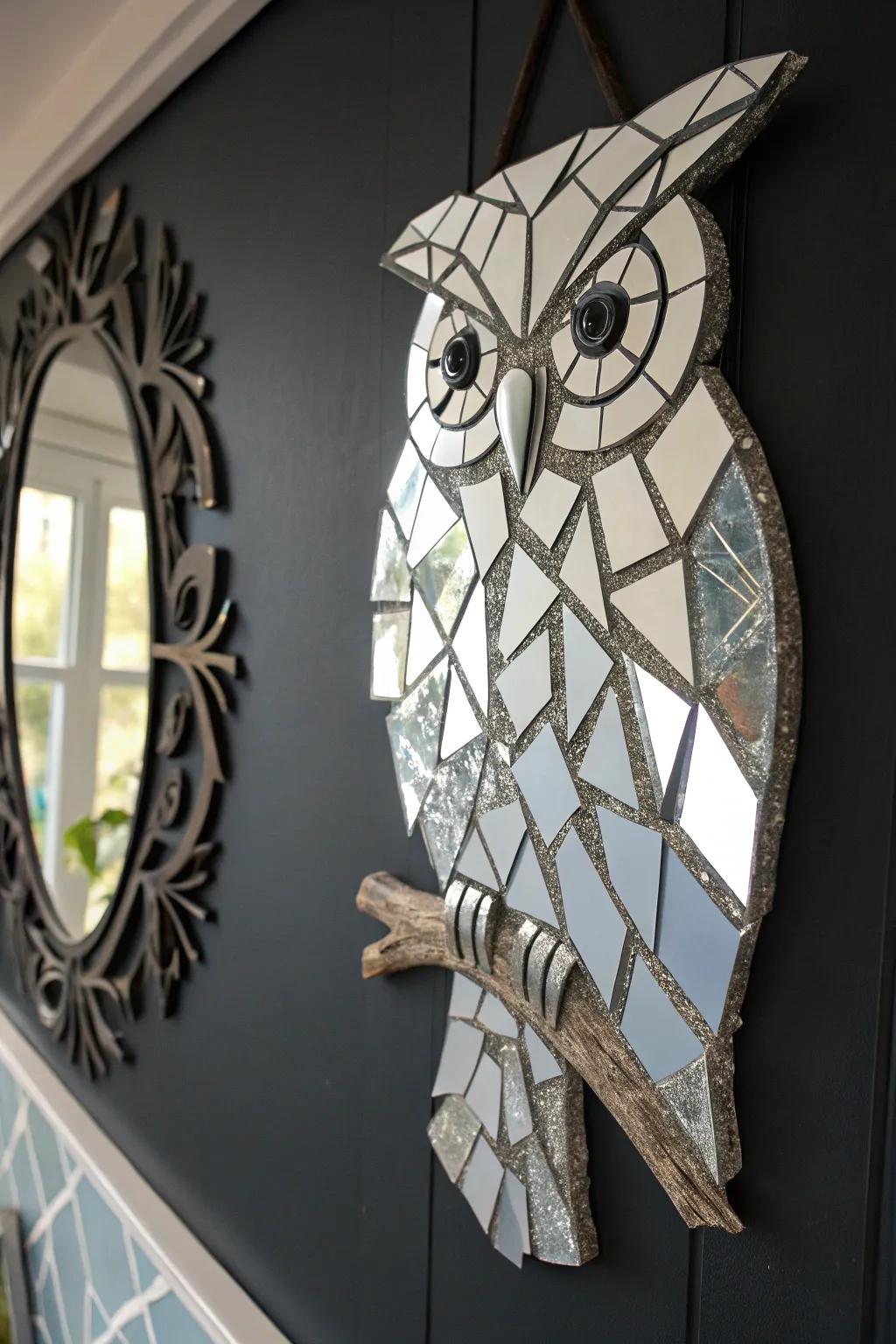 Reflective wildlife art delivers a playful flair to your decor.