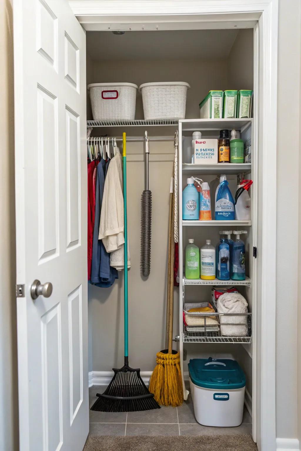 A utility closet designed for both function and visual appeal.