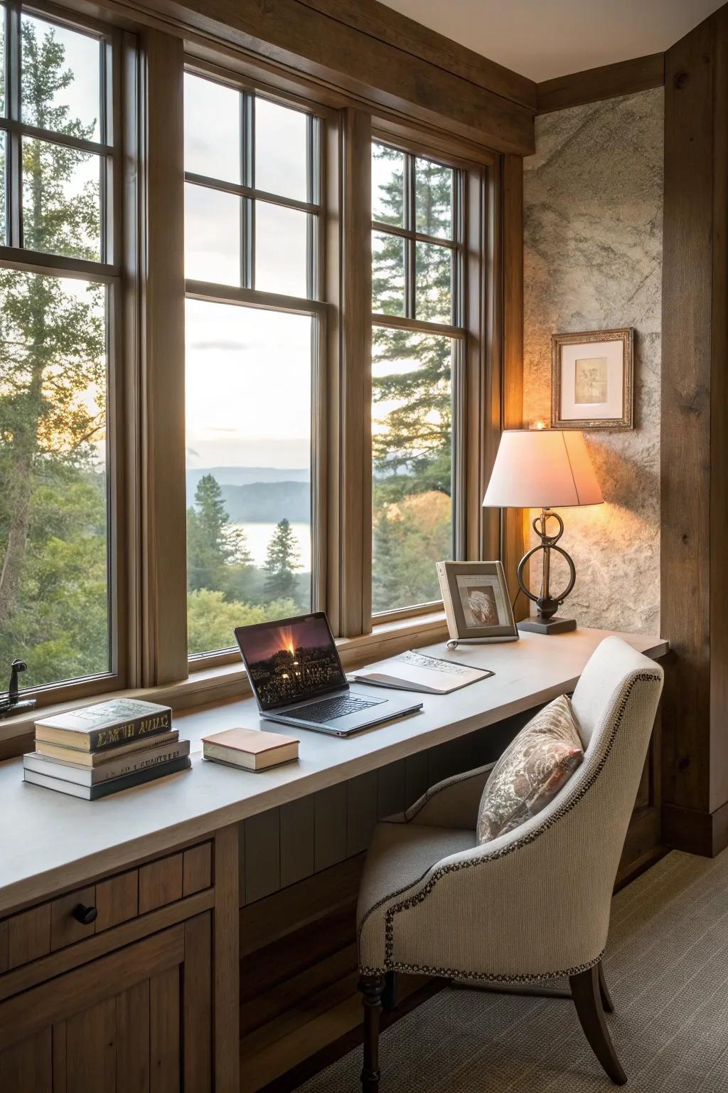 A calm workspace under a window, perfect for getting ideas.