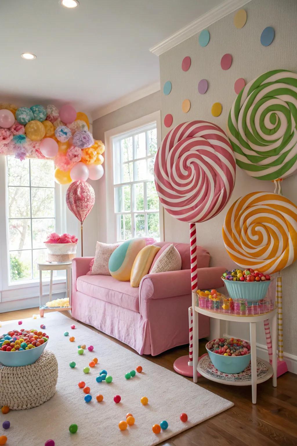 Large-scale sweet props introduce a playful dimension to your living area.