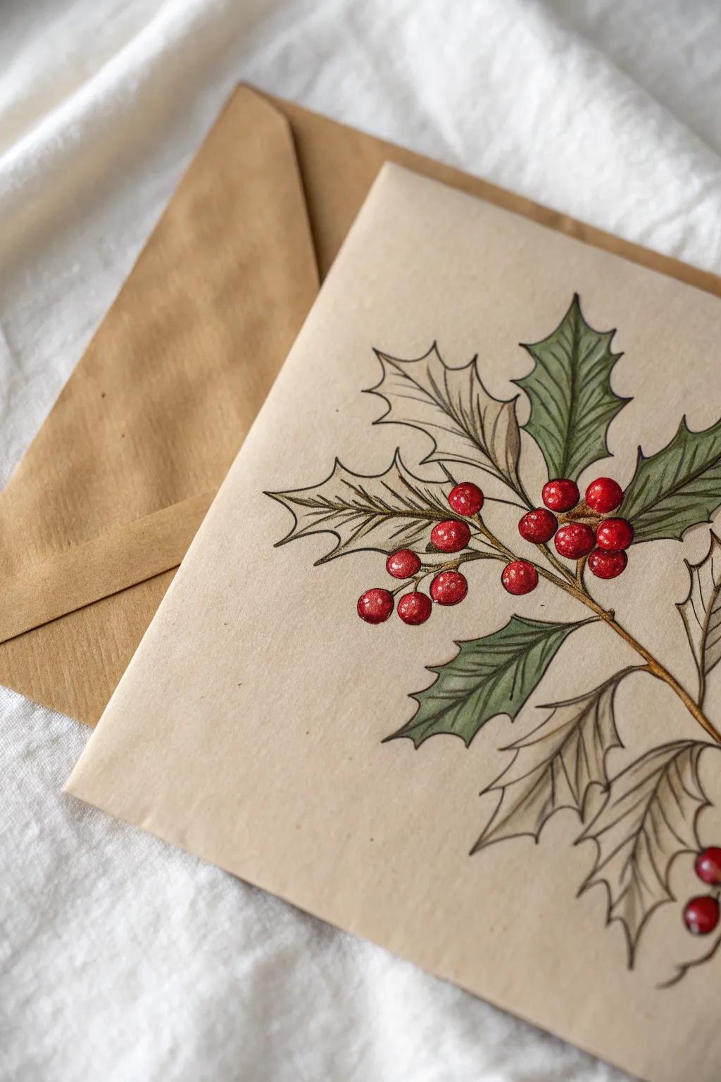 Appreciate the allure of simplicity with sprigs of cheer envelope design this Christmas. 🌿✨