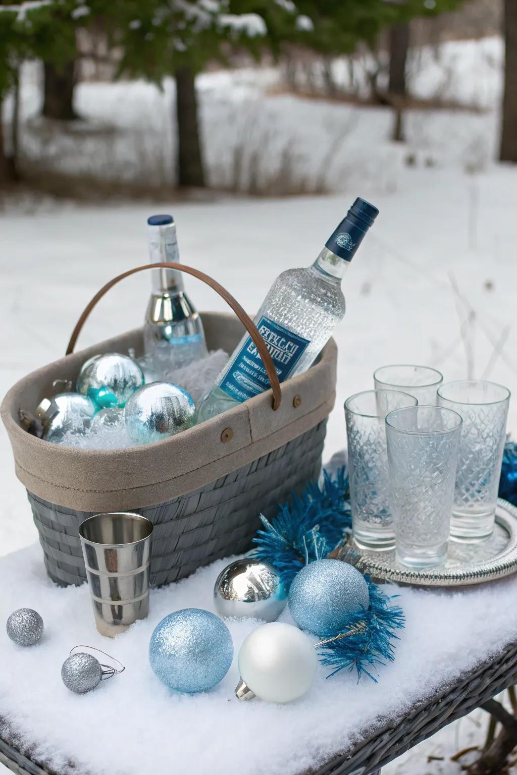 A transparent spirit arrangement that glistens like an icy scenery.