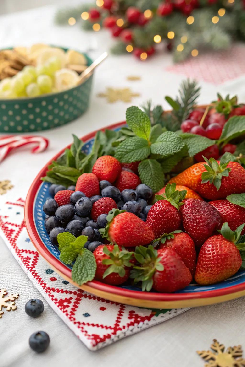 A vibrant assembly of fruits and berries, perfect for festive occasions.