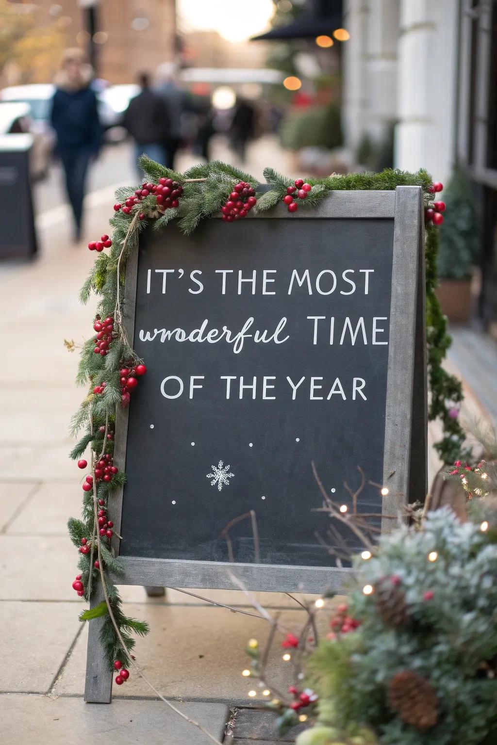 Easily update your holiday message with a chalkboard sign.