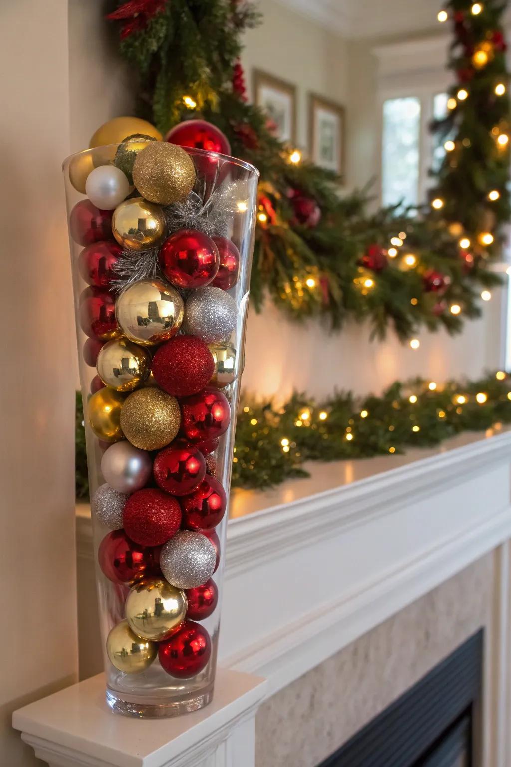 Introduce allure with shimmering baubles in merry shades.