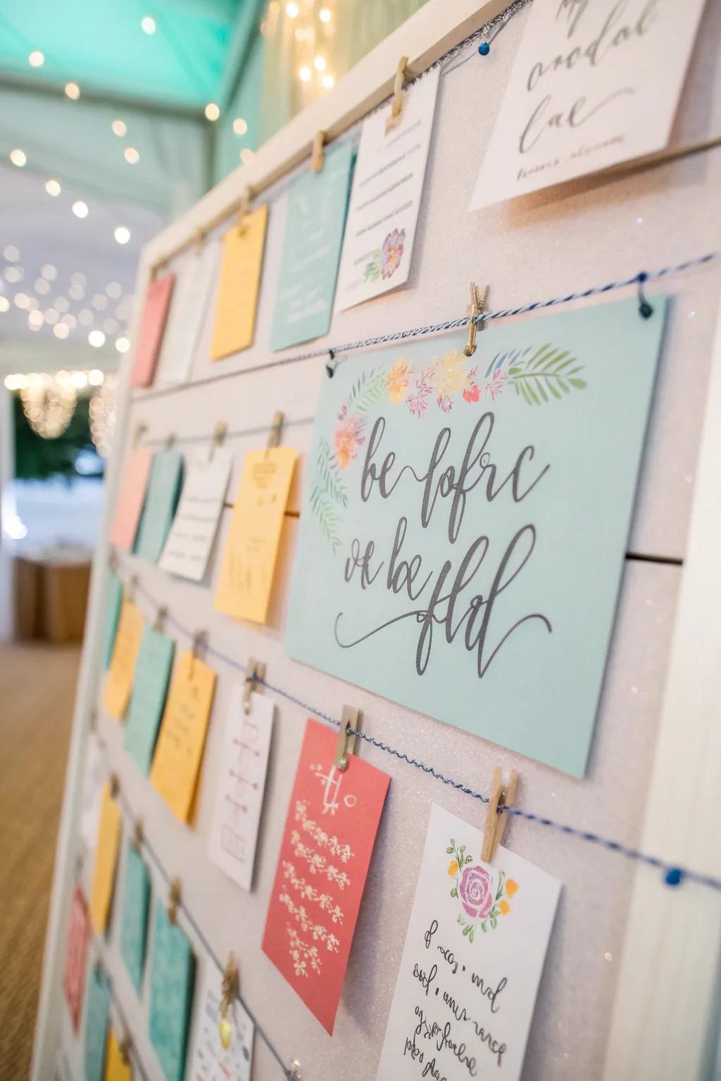 An announcement board showcasing encouraging statements in stylish writing.