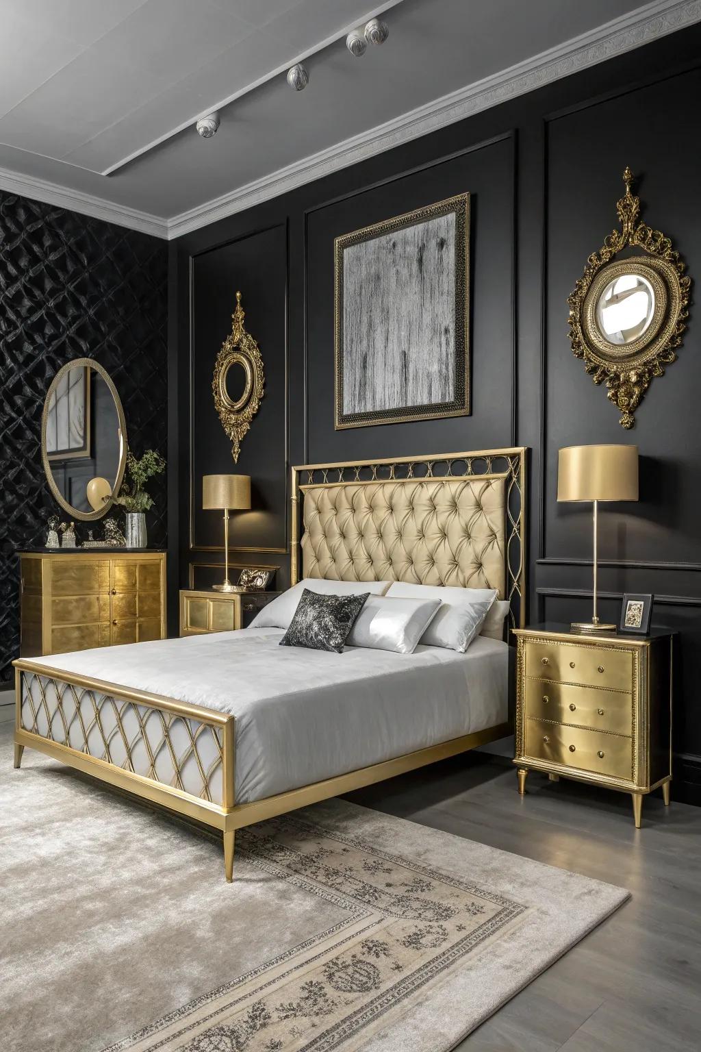 Reflective elements introduce a hint of splendor into this monochromatic setting.