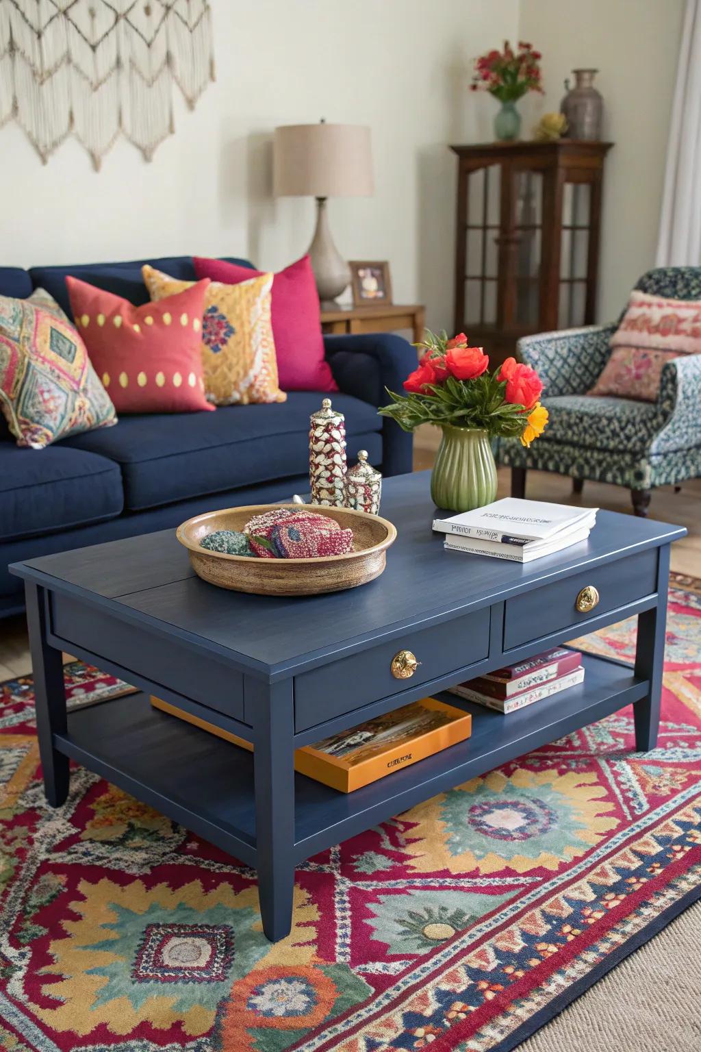 Deep blue lends a daring and sophisticated aspect to your design.